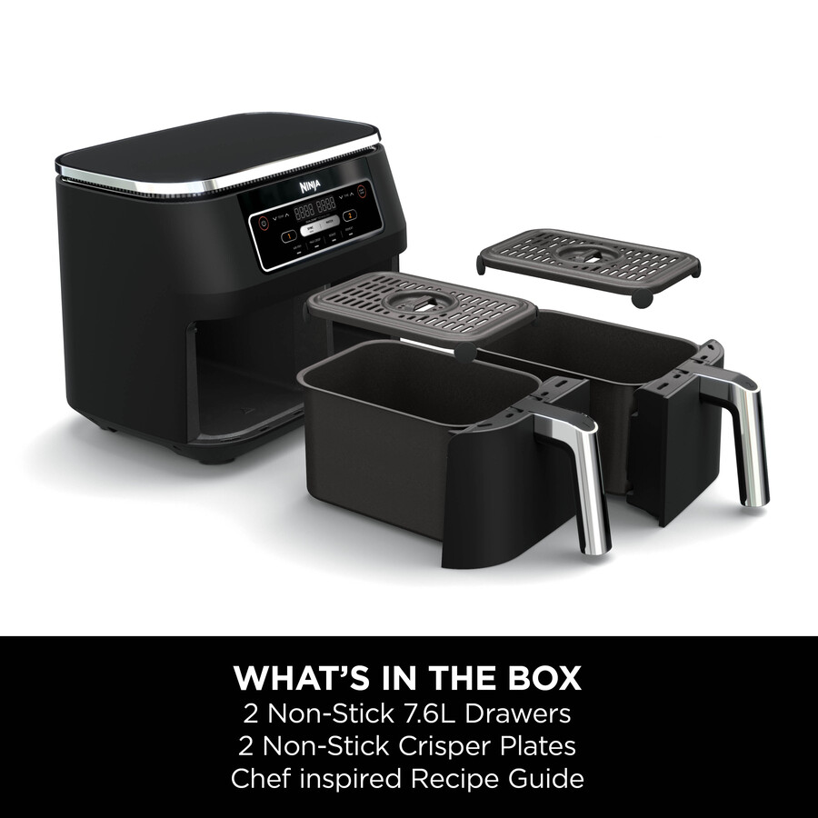 ninja foodi 4-in-1 luchtfriteuse met twee zones 76 liter af200uk