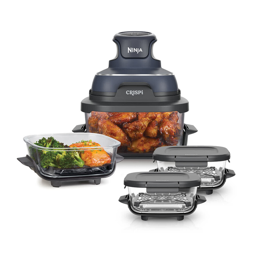 ninja crispi 4-in-1 draagbare glazen airfryer flex set - cyber space