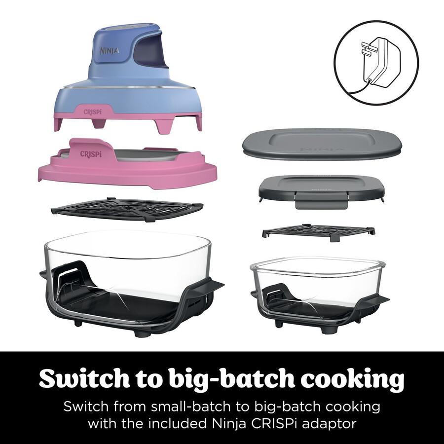 ninja crispi 4-in-1 draagbare glazen airfryer - paars mauve fn101ukprmv