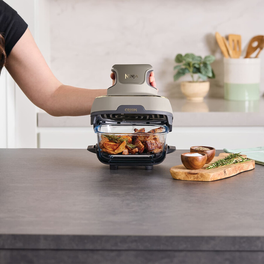 ninja crispi 4-in-1 draagbare glazen airfryer - steen goud fn101ukstgd
