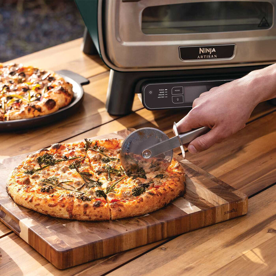 elektrische pizzaoven en airfryer voor buiten – british racing green met standaard