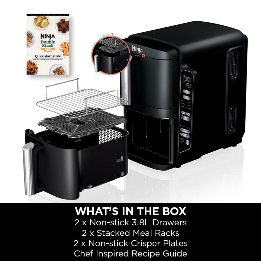 ninja double stack airfryer met 2 lades 76 liter – sl300uk