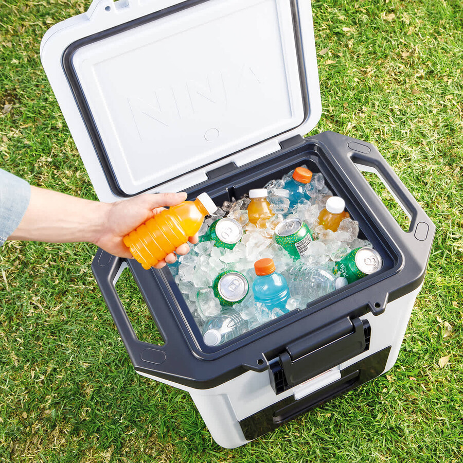 ninja frostvault 30qt28l koelbox op wielen met droogzone leigrijs fb230ukgy