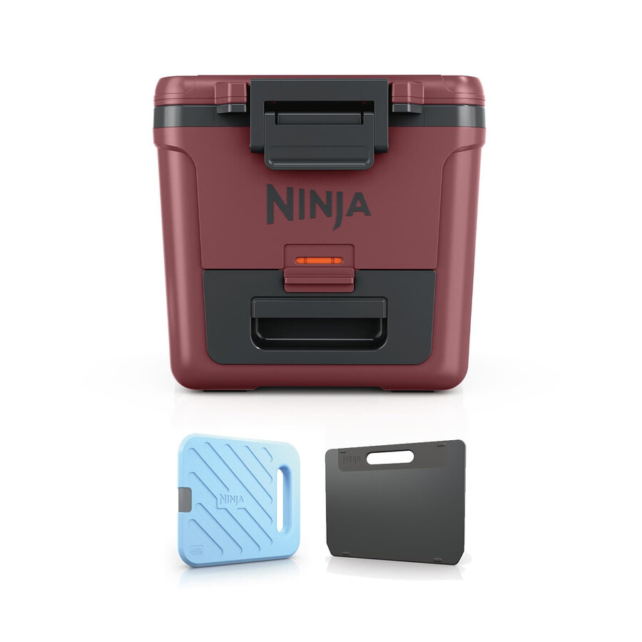 ninja frostvault 30qt28l koelbox op wielen met droogzone canyon red fb230ukmr