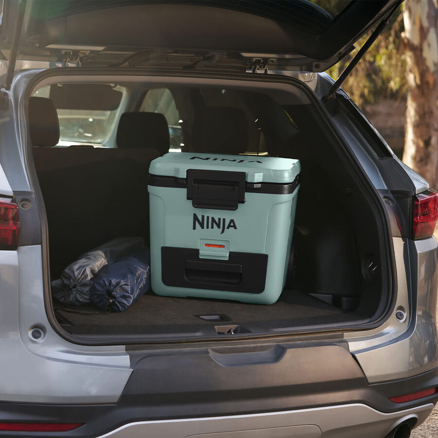 ninja frostvault 30qt28l koelbox op wielen met droogzone zeegroenblauw fb230ukmt