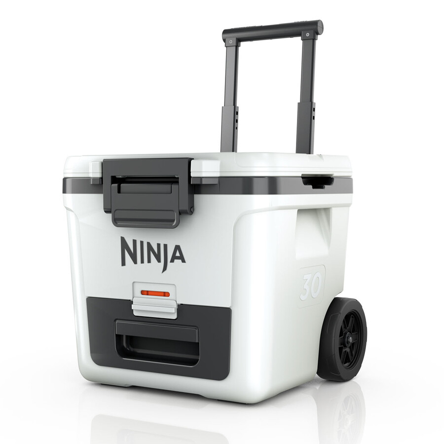 ninja frostvault 30qt28l koelbox op wielen met droogzone cloud white fb230ukwh