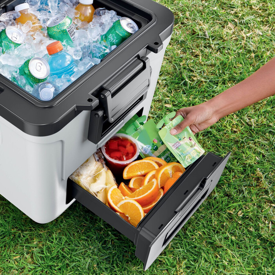 ninja frostvault 30qt28l koelbox op wielen met droogzone cloud white fb230ukwh