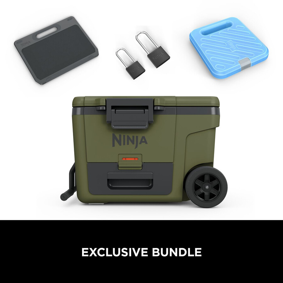 ninja frostvault 45qt42l koelbox op wielen met droogzone – olijfgroen fb245euukdbgn