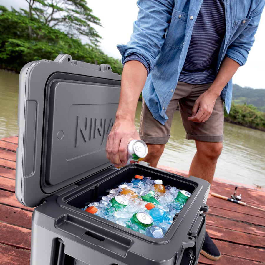 ninja frostvault 45qt42l koelbox op wielen met droogzone leigrijs fb245ukgy