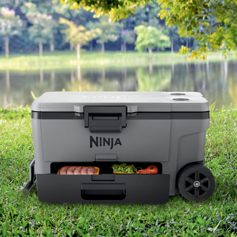ninja frostvault 65qt61l koelbox op wielen met droogzone leigrijs fb265euukgy