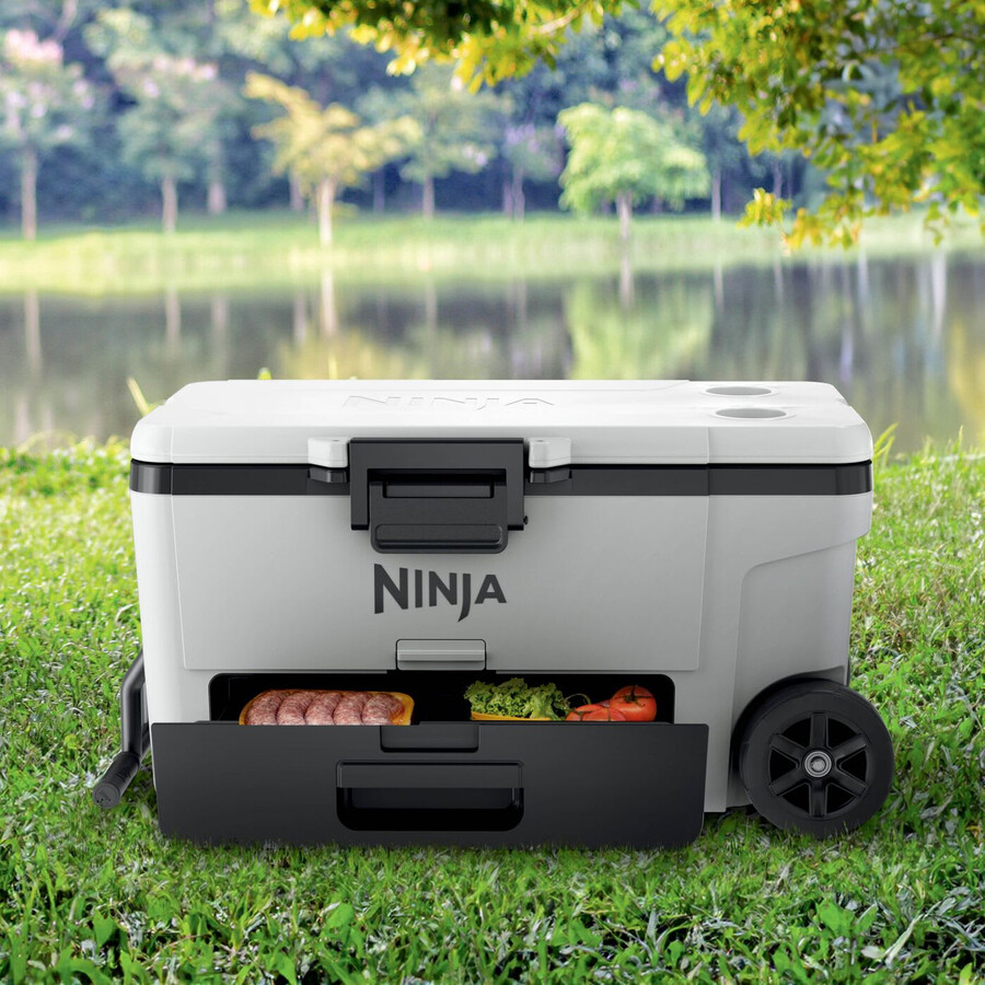 ninja frostvault 65qt61l koelbox op wielen met droogzone cloud white fb265euukwh