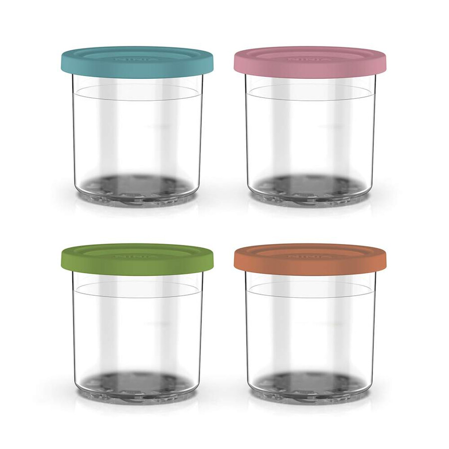 ninja ijsmachine dessertbakjes met gekleurde deksels set van 4