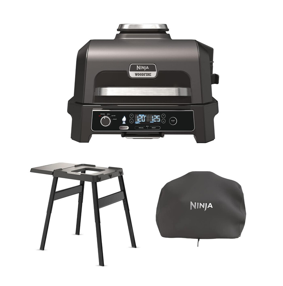 ninja woodfire pro xl elektrische barbecuegrill en rookoven met standaard en hoes