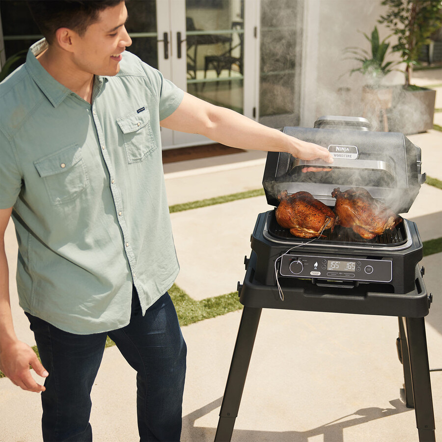 ninja woodfire pro xl elektrische barbecuegrill en rookoven met standaard en hoes