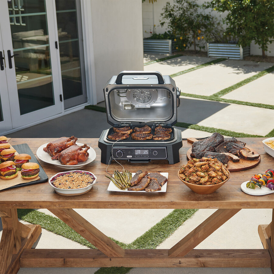 ninja woodfire pro xl elektrische barbecuegrill en rookoven met standaard en hoes