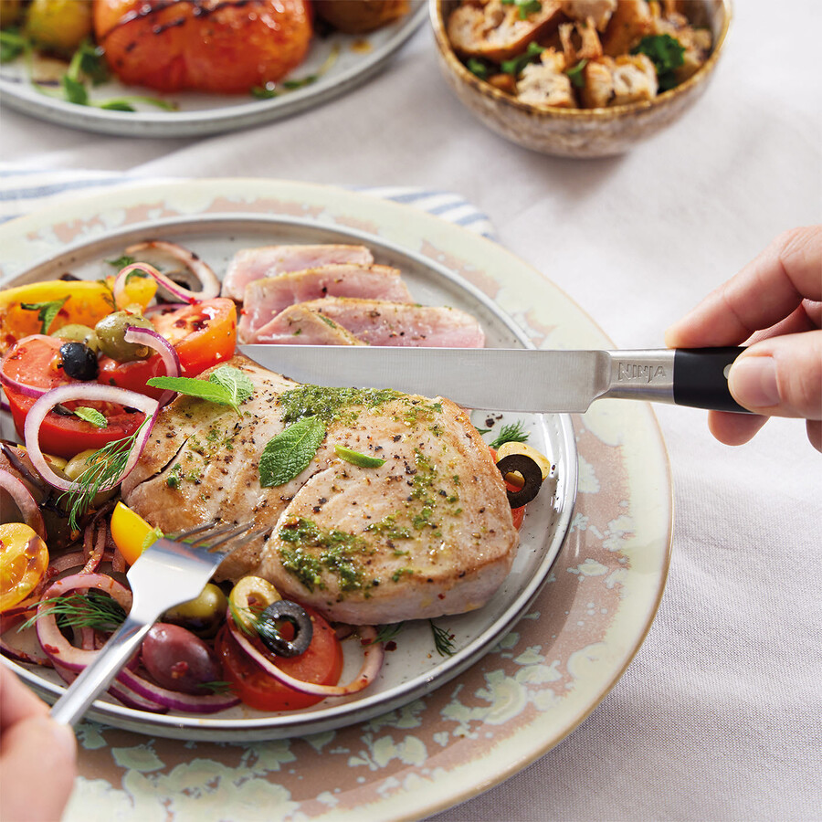ninja foodi health grill en steakmessen set - ag551steak
