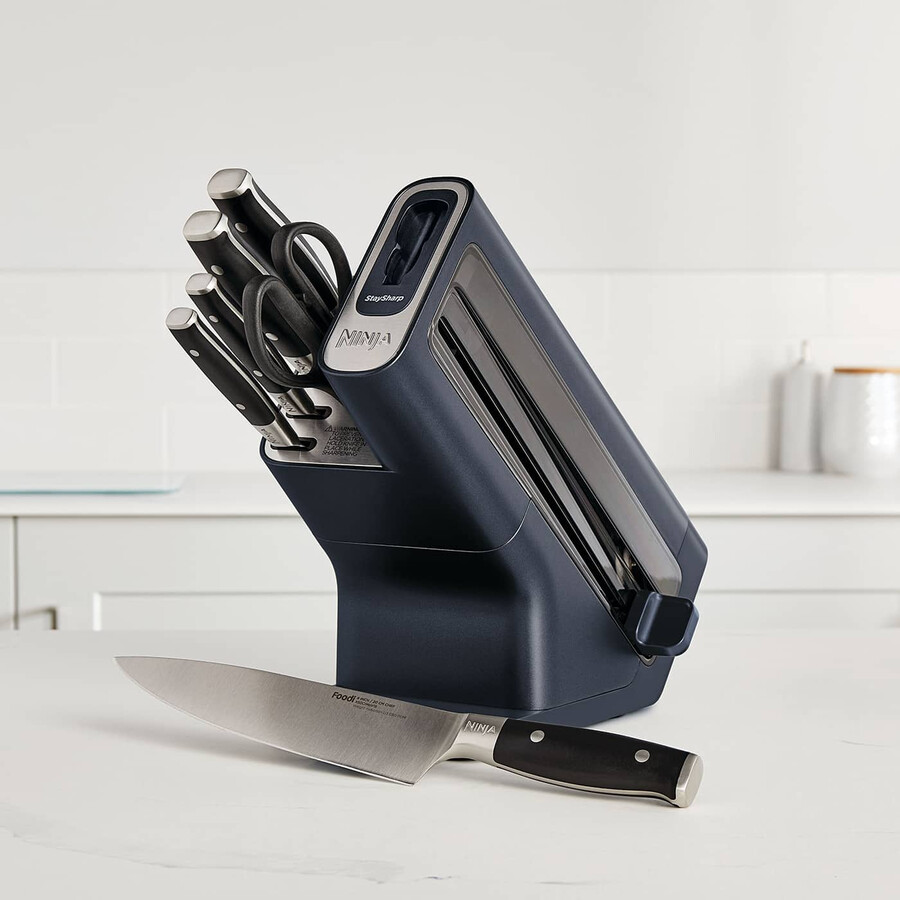 ninja foodi staysharp messenblok met geïntegreerde slijper – 6-delige set cyber space k32006ukcyd