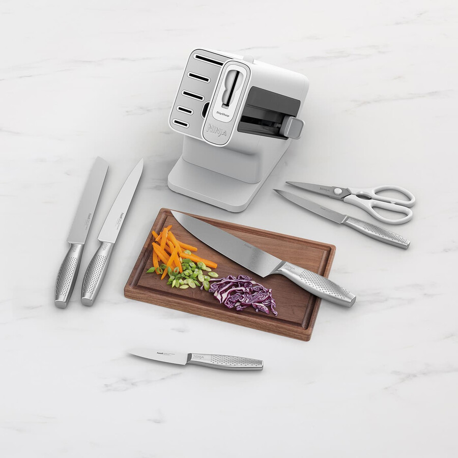ninja staysharp roestvrijstalen 6-delige messenset met wit messenblok – k62006euwh