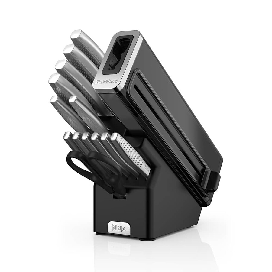ninja staysharp 14-delige roestvrijstalen messenset met houten messenblok en ingebouwde slijper k62014euuk